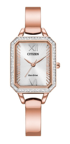 Reloj Dama Citizen Tono Oro Rosa Elegante Cristales Em0983