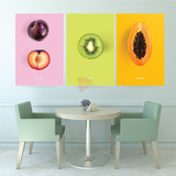 Set 3 Cuadros Frutas Cocina Comedor Canvas Grueso 90x60