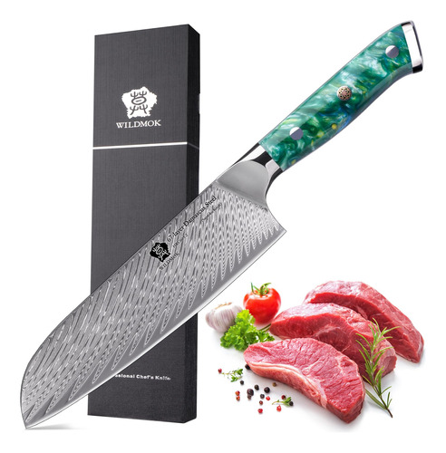 Wildmok Santoku - Cuchillo De Chef Japones De 7 Pulgadas, Cu