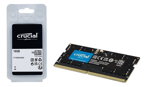 Memoria Ram Crucial Ct16g56c46s5 Ddr5 Para Portátil, 16 Gb, 5600 Mhz
