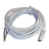 Cable Miniplug 3,5 4 Polos Macho Hembra 2 Mts Blanco Mallado