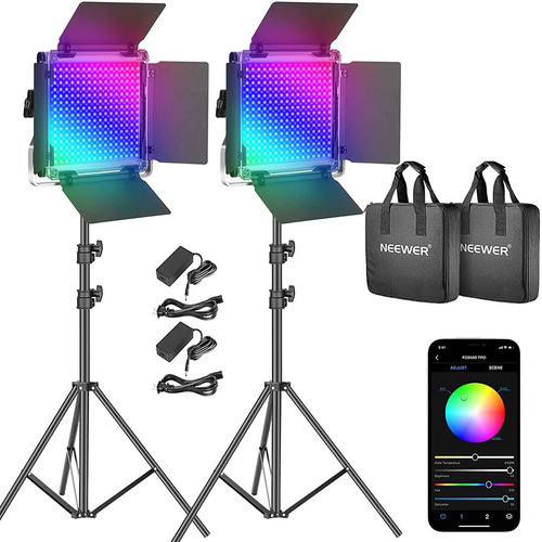 Lámparas Led Rgb 660 Pro Neewer (2) + Trípodes (2) Con App 