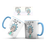 Mug Rick And Morty Pocillo Interior Y Oreja Azul