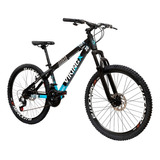 Bicicleta Vikingx Tuff30 Freio Disco Shimano 21v Susp Diant Cor Preto/azul-celeste Tamanho Do Quadro Único