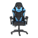 Silla Gamer Eco Cuero Apoyabrazos Reclinable 100kg Celeste