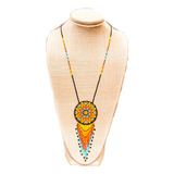 Collar Mujer Mostacilla Checa Mandala Estrella Amarilla Flec