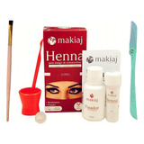 Kit Sobrancelha Henna Makiaj Com Pincel Chanfrado E Navalha Cor Loiro