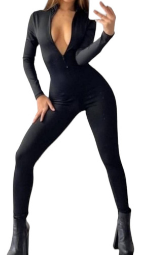 Catsuit Mono Lycra Elastizado Manga Larga Con Cierre