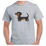 Remera Gris Sublimada Personalizada Perro Salchicha