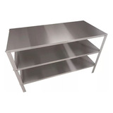 Bancada Mesa Inox Industrial Com Prateleiras