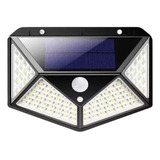 Luminária Parede Solar 100 Leds Bateria Luz Balizador Jardim