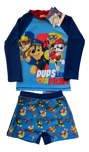 Combo Remera Agua Y Zunga Paw Patrol Uv50 Chase Marshall Ac