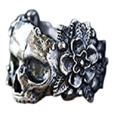 Februby - Anillos Góticos De Calavera De Azúcar Con Flor Mex