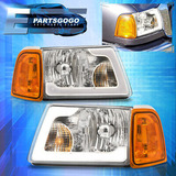 For 01-11 Ford Ranger Chrome Led Drl Headlights Lamps +  Aac