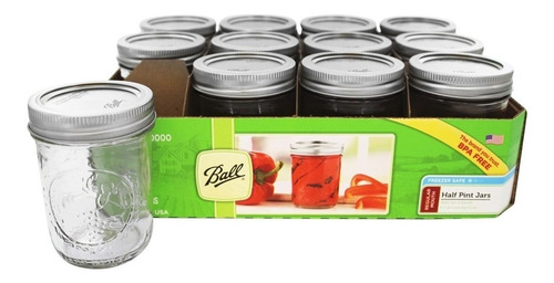 Frascos Ball Mason Jar 8oz. Boca Regular Caja De 12 Pzs