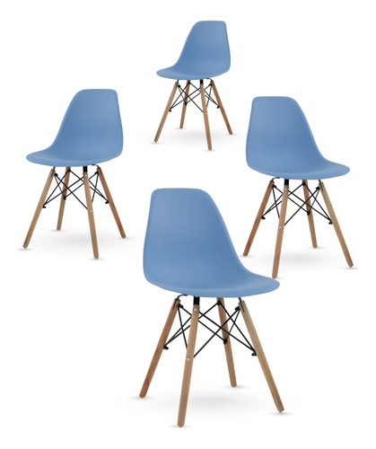 Set De 4 Sillas Eames Modernas Minimalistas Varios Colores