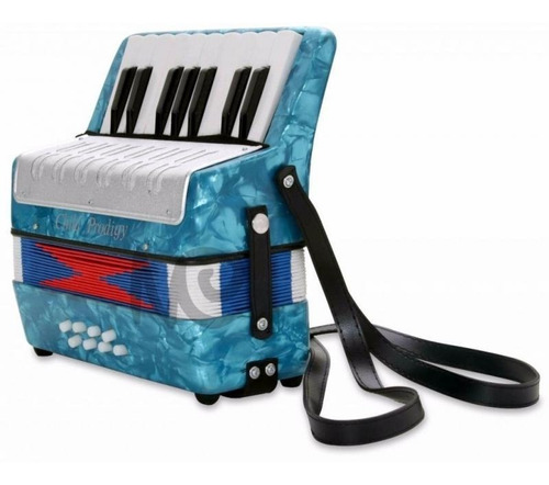 Sanfona Acordeon Gaita Juvenil 8 Baixos Azul Brinquedo 