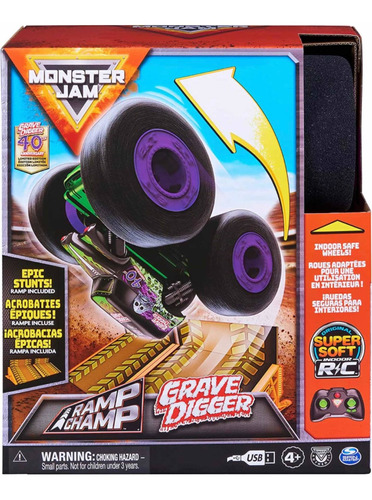 Monster Jam Vehículo Con Radio Control Y Rampa Grave Digger