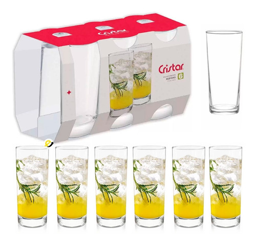 Vaso Collins Para Mojito O Limonada En Cristal X 6 Unidades 