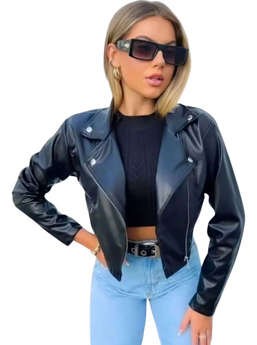 Jaqueta Couro Fake Lapela Moda Inverno | MercadoLivre