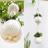 Colgante Doble Para Plantas Maceta Hanger Macramé Boho Ph027