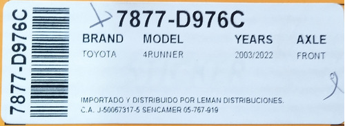 Pastillas Freno Delantero Toyota Fj Tacoma 4x4 Cermica  Foto 3