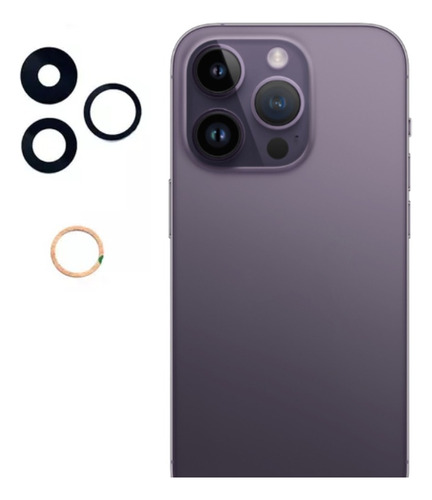 Kit 3 Vidro Lente Camera Traseira iPhone 14 Pro Max Reparo