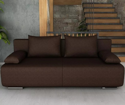 Sofa Cama 2 Plazas 2 Cuerpos Baul Living Color Marrón