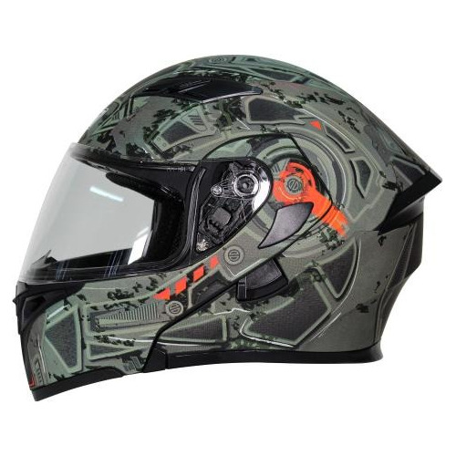 Casco R7 Abatible Unscarred Militar Verde Rojo Mate L (g365)