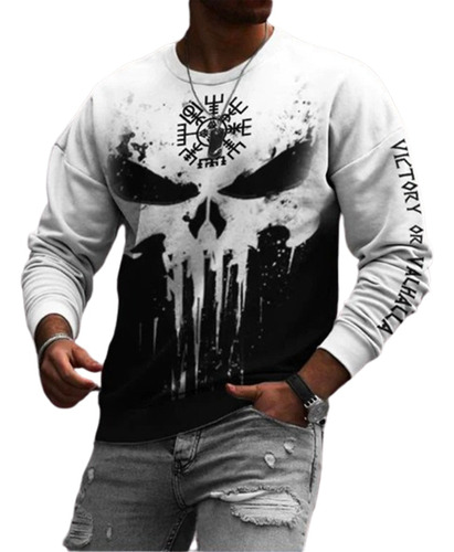 Sudadera Vegvisir Skull Contraste Para Hombre