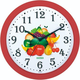 Relógio De Parede Cozinha Frutas 28cm Vermelho