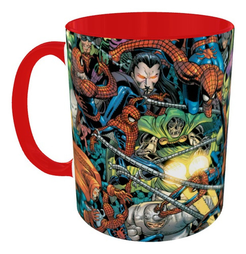 Mugs Spiderman Hombre Araña Universo Pocillo Gamers Color Rojo