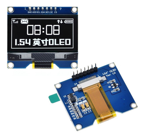 Pantalla Oled Ssd1309 1.54  7 Pines Blanco Ic Spi 128x64