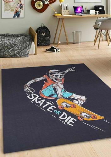 Alfombra Tapete Juvenil Skate 100x150cm Kreatex