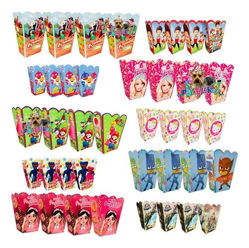 30 Cajas Palomeras Palomitas Carton Fiesta Varios Personajes | MercadoLibre