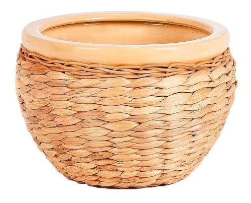 Maceta Cerámica Rattan Brisbane M 24 X 16 Cm