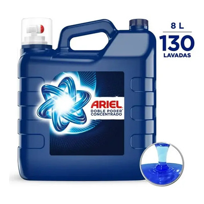 Detergente Liquido Ariel Concentrado Doble Poder 8 Lts | Meses sin interés