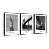 Quadro Decorativo Cidade New York Preto E Branco Sala Quarto