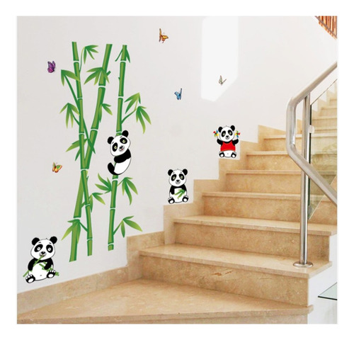 Vinil Decorativo Panda Bambu Osos Deco Pegatina Pared