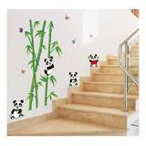 Vinil Decorativo Panda Bambu Osos Deco Pegatina Pared