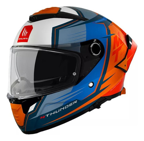 Casco Moto Mt Thunder4 Pental B4 Naranja Mate Doble Visor