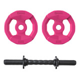 Mancuerna A Rosca + 10 Kg De Discos Gym Fabricantes Fitnesas Color Rosa