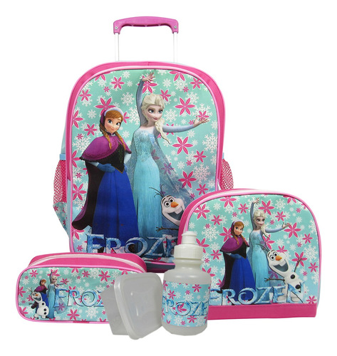 Kit Mochila  Escolar Frozen Rodinhas Tam G