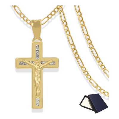 Medalla Dije Cruz Oro 10k Cadena 2.8mm Italy Hombre Mujer 60cm Dama Cristo 3.3cm Dije Oro 10k Cadena Eslabones Figaro Oro 10k 10 Kilates Joyería Fina Oro Puro 10 Kilates Regalo Novio 10 Kilates | Envío gratis