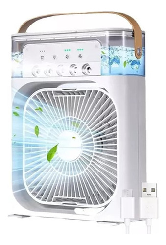 Ventilador Humificador Portátil Con Led Climatizador De Aire