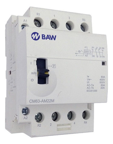 Contactor Modular Automático 63a 2no+2nc 220v 3 Módulos Baw