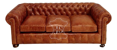 Sillon Sofa Chester De 3 Cuerpos 100.% Cuero Vacuno - Jojita