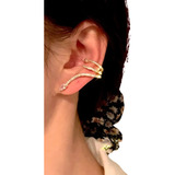 Brinco Feminino Cobra Serpente Strass Pressão Ear Cuff Luxo