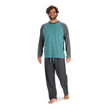 Pijama Largo Algodón Mota Talla Xl Color Gris Mt30178
