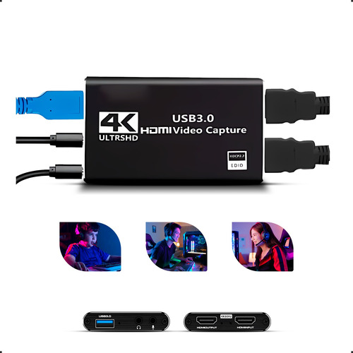 Placa De Captura Vídeo Hdmi Externa 4k 60fps Usb 3.0 1080p